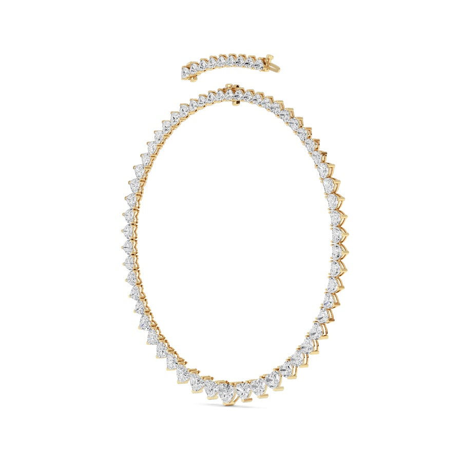 65Cttw Heart Shaped Lab Grown Diamond (F/VS ) Tennis Necklace in 14K Gold