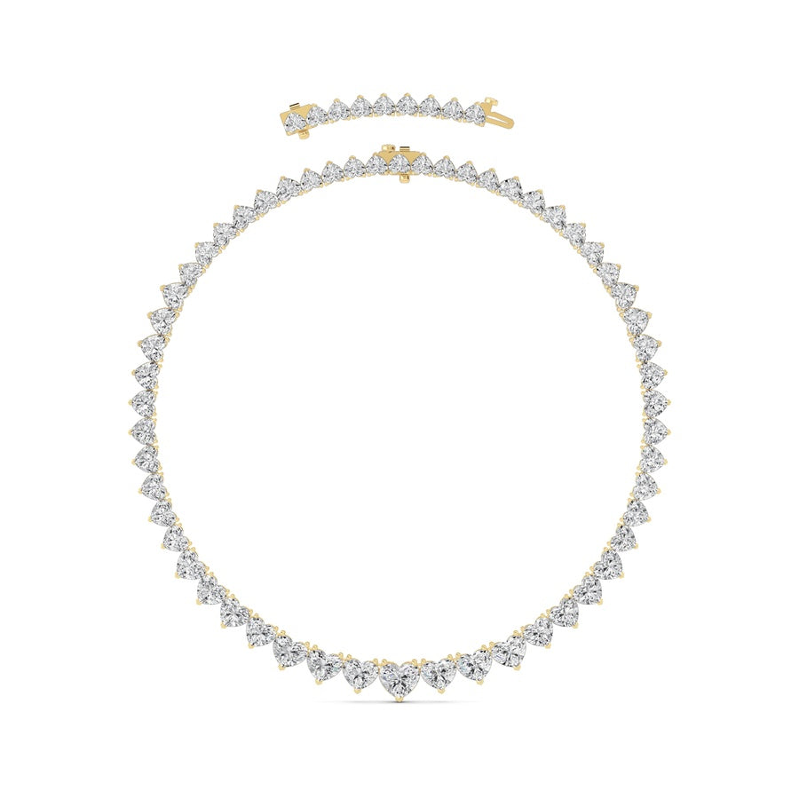 65Cttw Heart Shaped Lab Grown Diamond (F/VS ) Tennis Necklace in 14K Gold