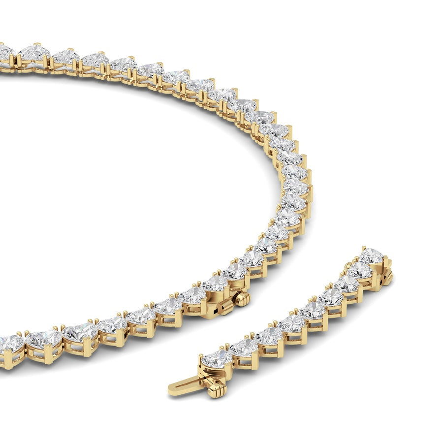 65Cttw Heart Shaped Lab Grown Diamond (F/VS ) Tennis Necklace in 14K Gold