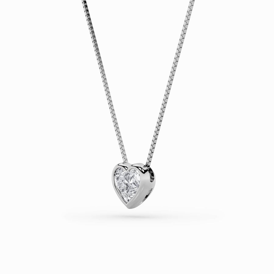 Heart Shape Bezel Set Solitaire Pendant lab grown diamond