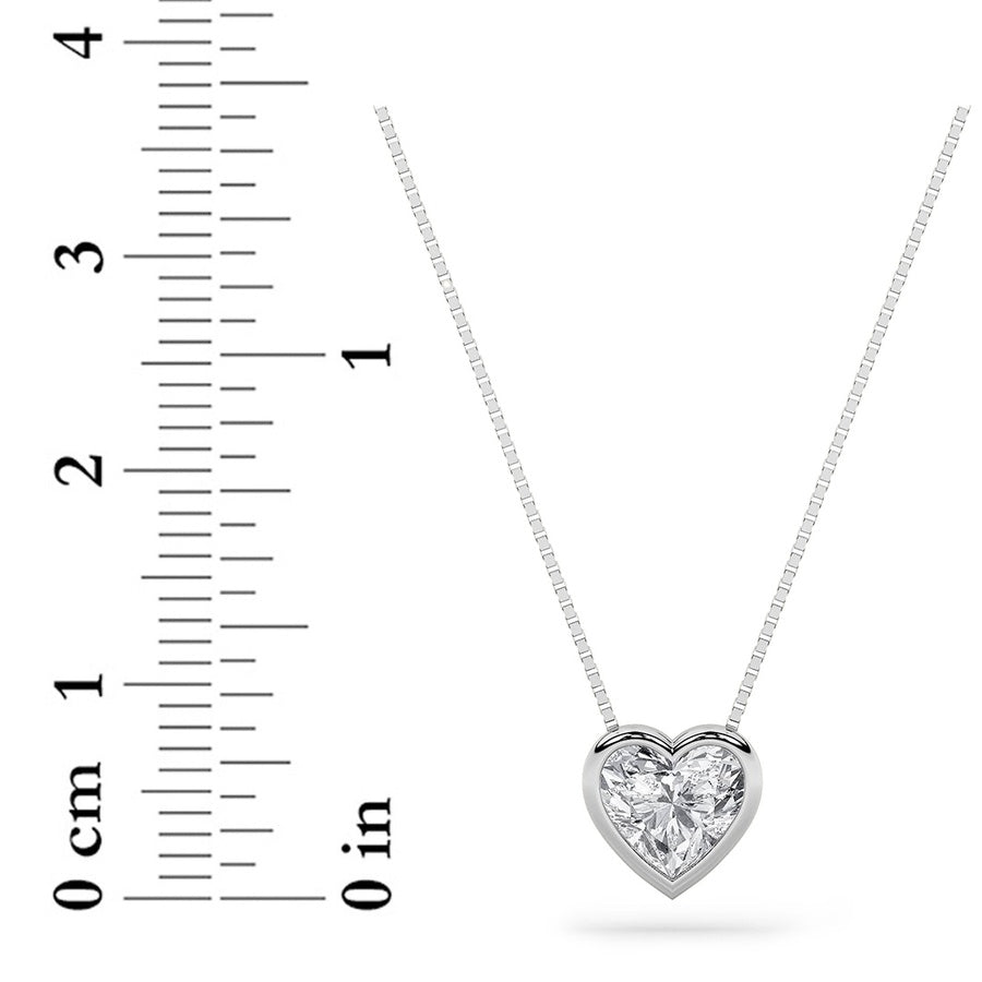 Heart Shape Bezel Set Solitaire Pendant lab grown diamond