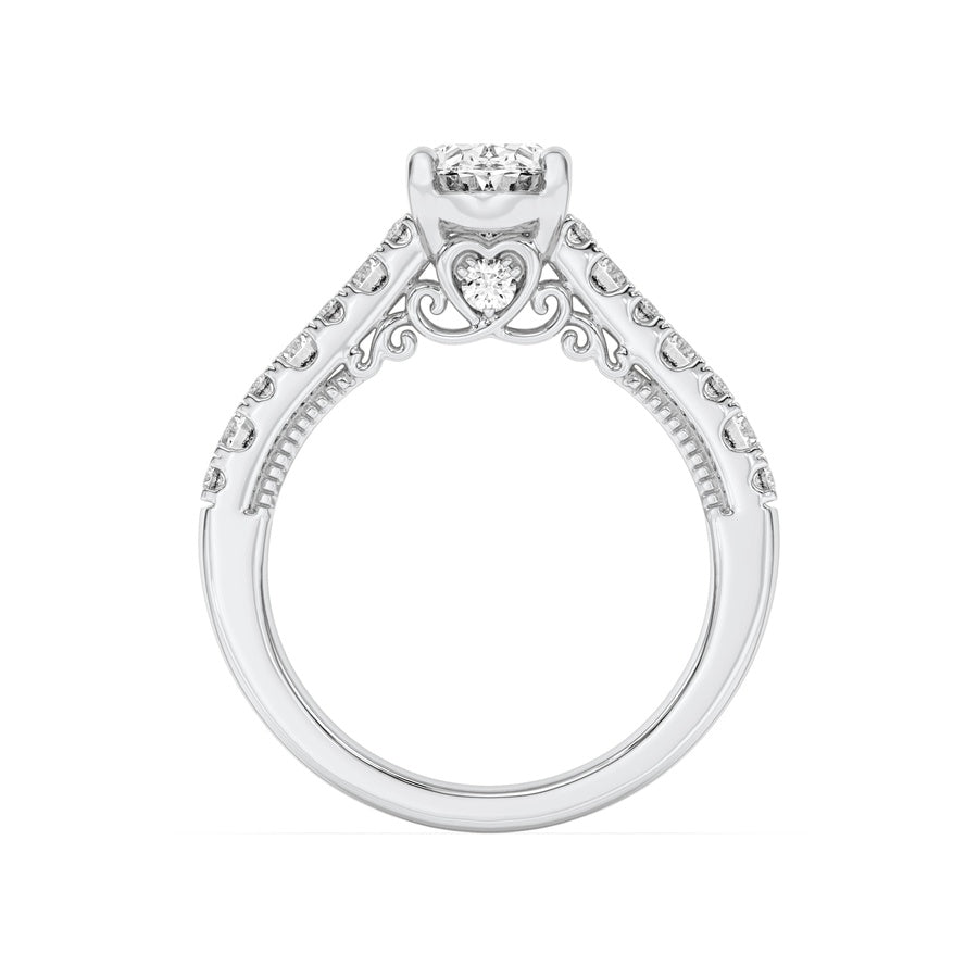 2Cttw Oval Shaped Lab Grown Diamond (F/VS) Accented Milgrain Engagement Ring in 14K Gold