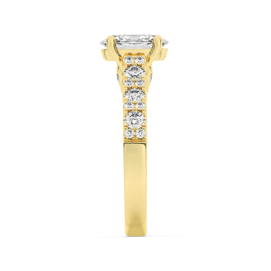 2Cttw Oval Shaped Lab Grown Diamond (F/VS) Accented Milgrain Engagement Ring in 14K Gold
