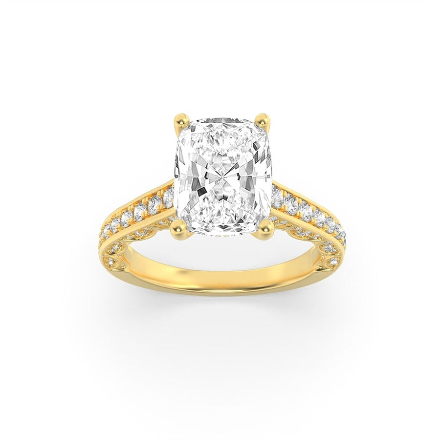 2.5Cttw Elongated Cushion Shaped Lab Grown Diamond(G/VS) Accented Engagement Ring in 14K Gold