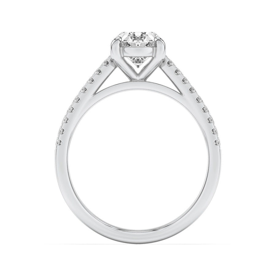 Oval Shape Cross Shank Accented Engagement Ring lab grown diamond
