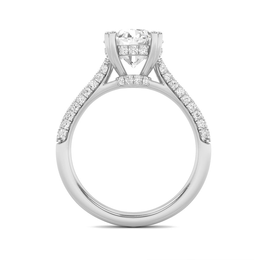 3Cttw Round Shaped Lab Grown Diamond (F/VS) TripleRow Accented Engagement Ring in 14K Gold