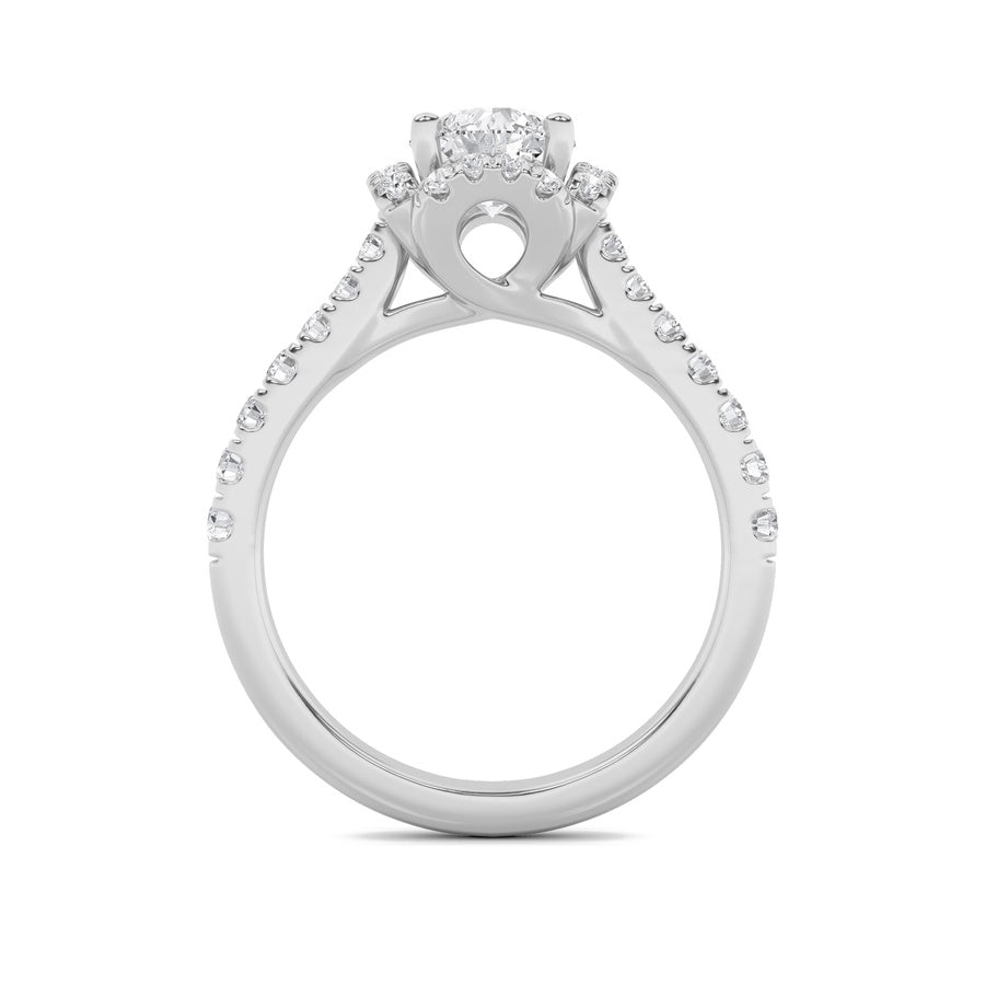 Round Shape Halo Accented Engagement Ring lab grown diamond