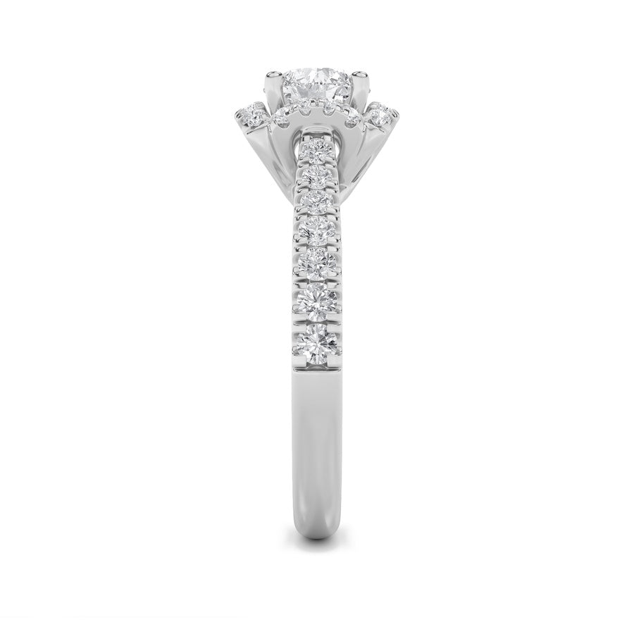 Round Shape Halo Accented Engagement Ring lab grown diamond