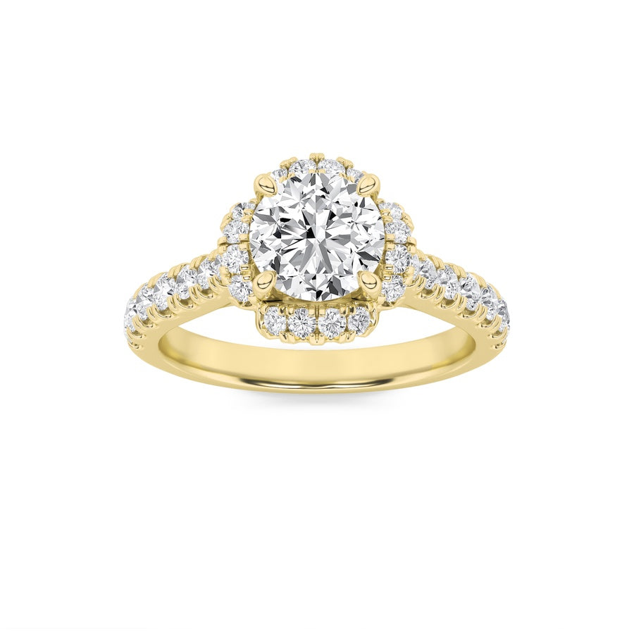 Round Shape Halo Accented Engagement Ring lab grown diamond