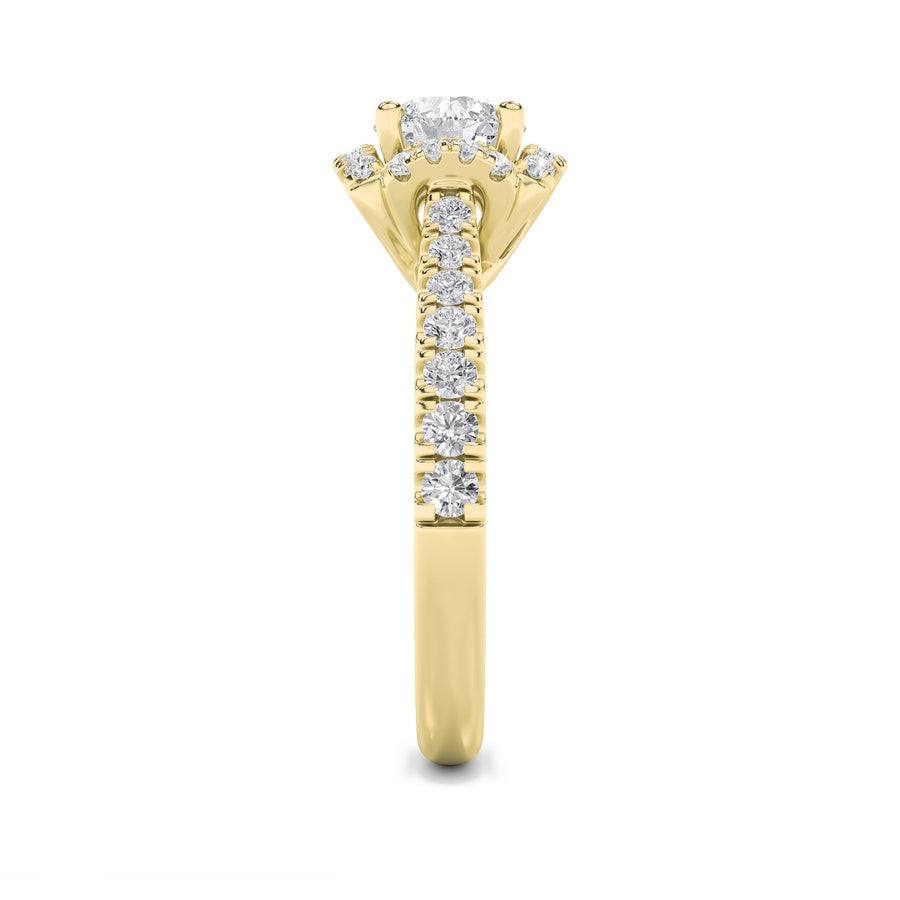 Round Shape Halo Accented Engagement Ring lab grown diamond