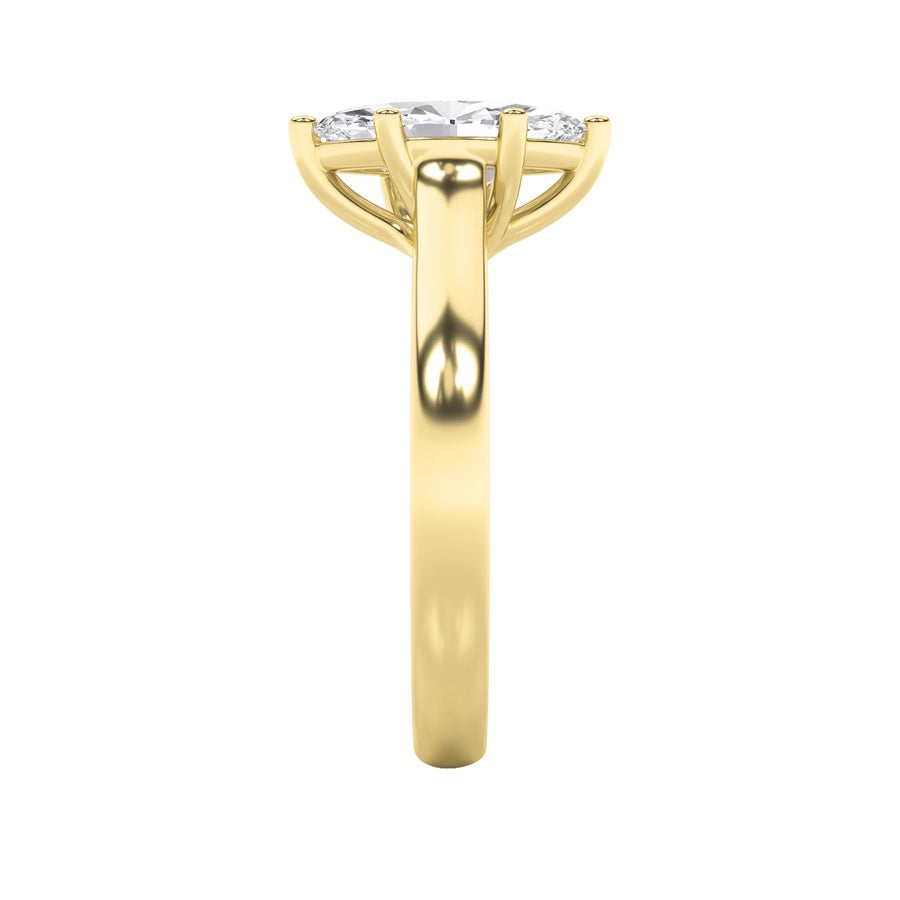 2Cttw Marquise Shaped Lab Grown Diamond (F/VS) Plain Cathedral Trellis Shank Solitaire Engagement Ring in 14K Gold
