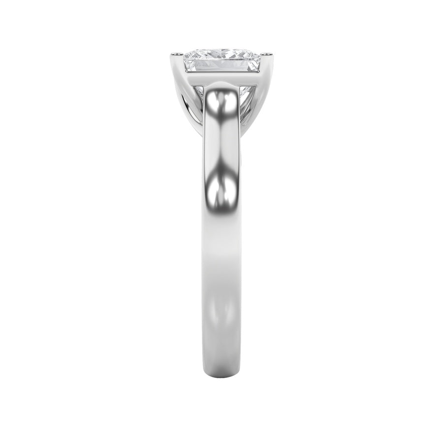 1Cttw Princess Shaped Lab Grown Diamond (F/VS) Plain Cathedral Trellis Shank Solitaire Engagement Ring in 14K Gold
