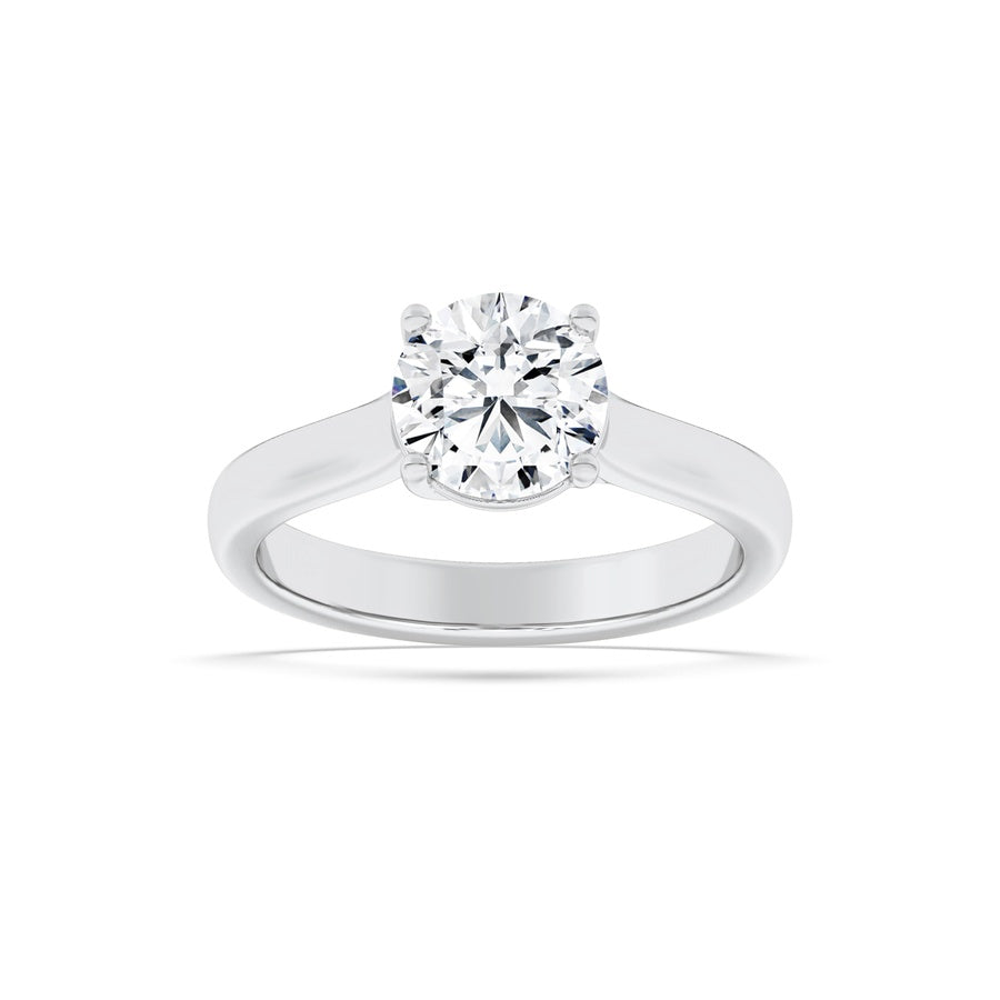 Round Shape Plain Cathedral Trellis Shank Solitaire Engagement Ring lab grown diamond