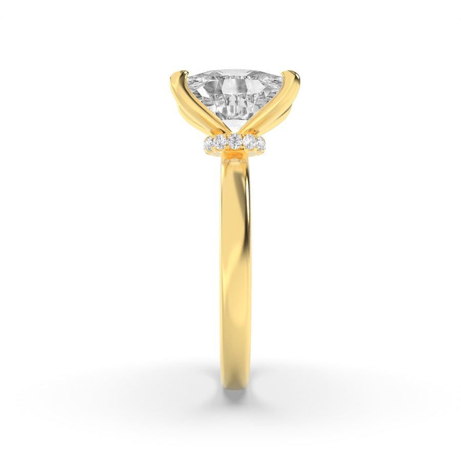 Cushion Shape Hidden Halo Plain Shank Engagement Ring lab grown diamond