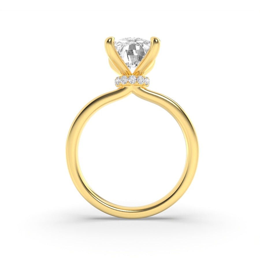 Cushion Shape Hidden Halo Plain Shank Engagement Ring lab grown diamond