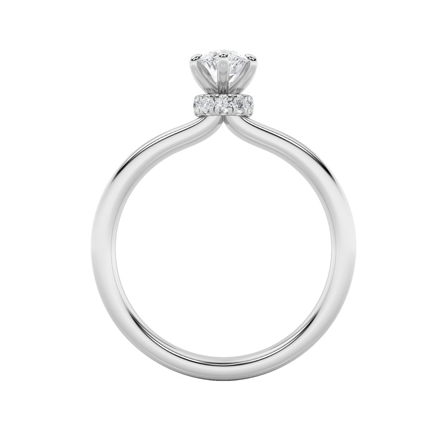 2Cttw Marquise Shaped Lab Grown Diamond (F/VS) Hidden Halo Plain Shank Engagement Ring in 14K Gold