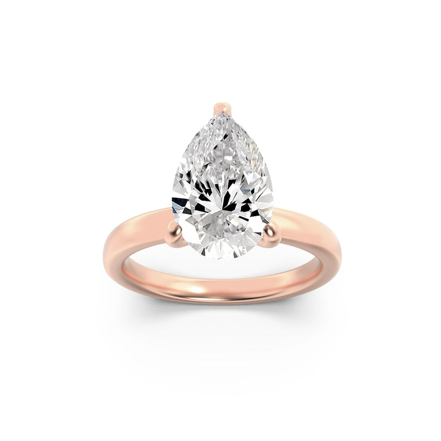 Pear Shape Hidden Halo Plain Shank Engagement Ring lab grown diamond
