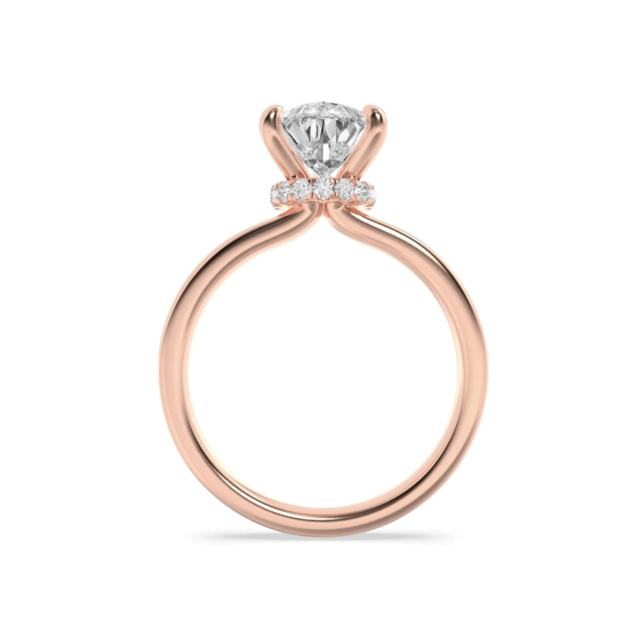 Pear Shape Hidden Halo Plain Shank Engagement Ring lab grown diamond
