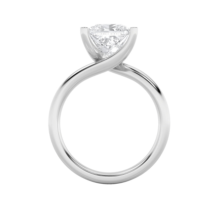 1Cttw Princess Shaped Lab Grown Diamond (F/VS) Bypass Shank Engagement Ring in 14K Gold