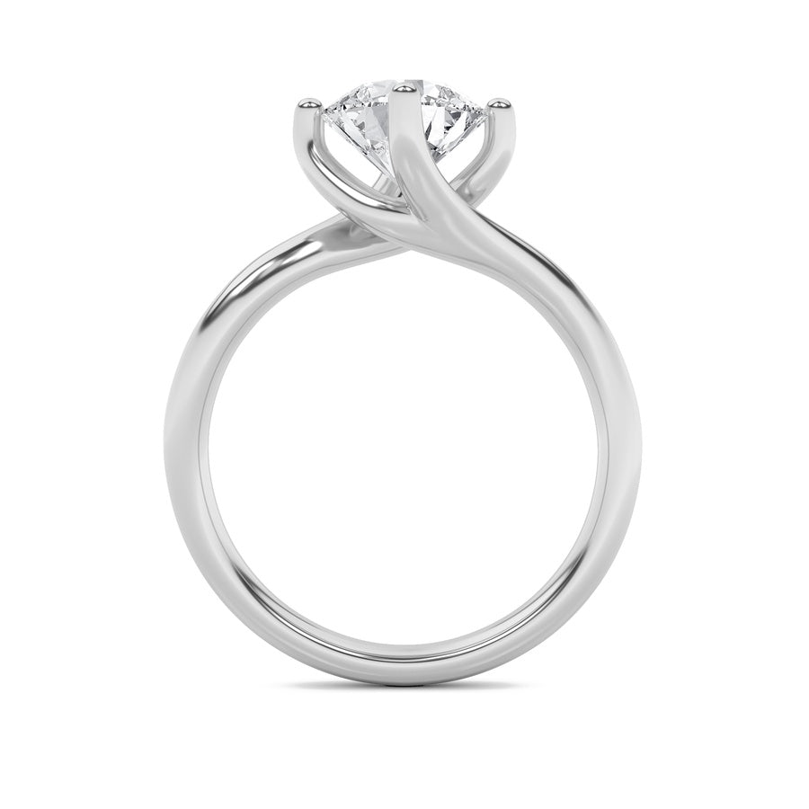 1Cttw Round Shaped Lab Grown Diamond (F/VS) BypassShank Engagement Ring in 14K Gold