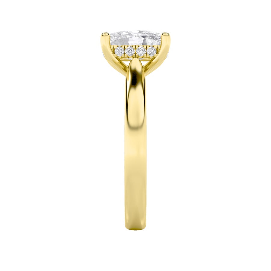 Cushion Shape Hidden Halo Cathedral Shank Engagement Ring lab grown diamond