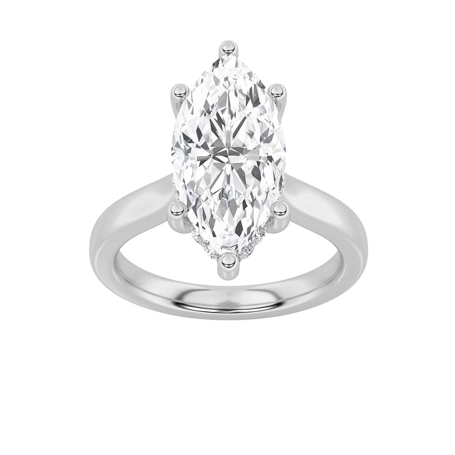 Marquise Shape Hidden Halo Cathedral Shank Engagement Ring lab grown diamond