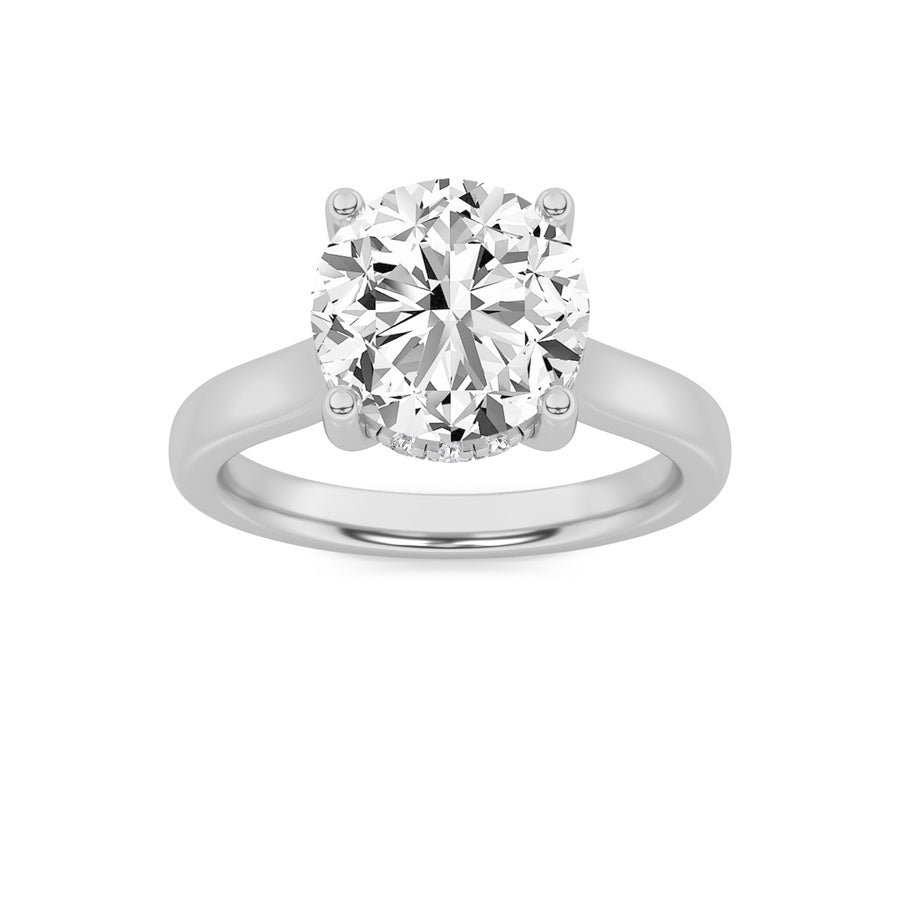 Round Shape Hidden Halo Cathedral Shank Engagement Ring lab grown diamond