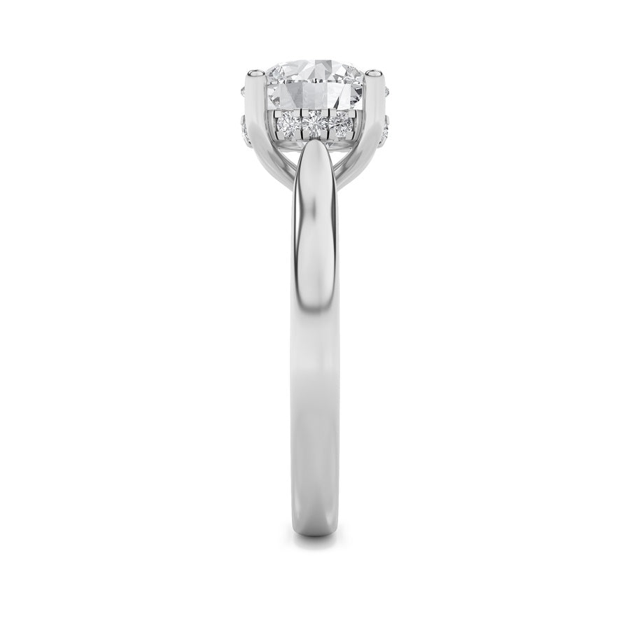 Round Shape Hidden Halo Cathedral Shank Engagement Ring lab grown diamond