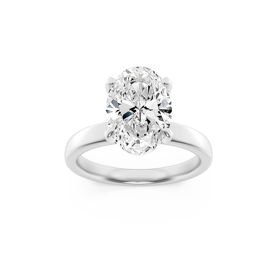 Oval Shape Hidden Halo Petite Shank Ring lab grown diamond