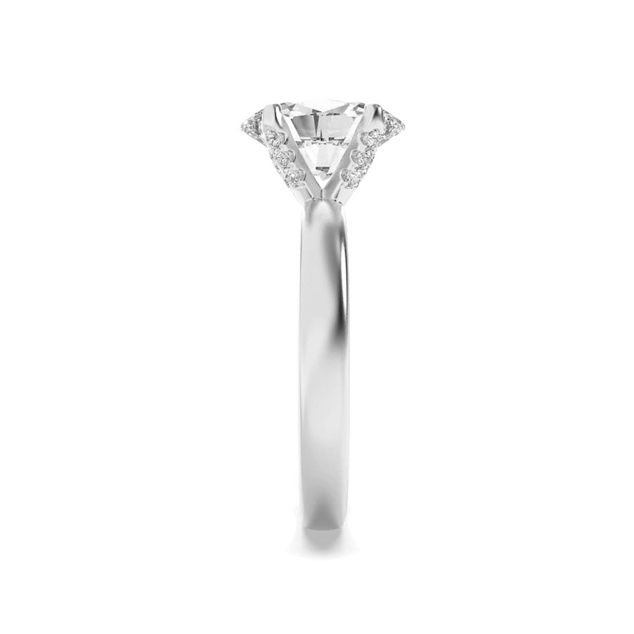 Oval Shape Hidden Halo Petite Shank Ring lab grown diamond