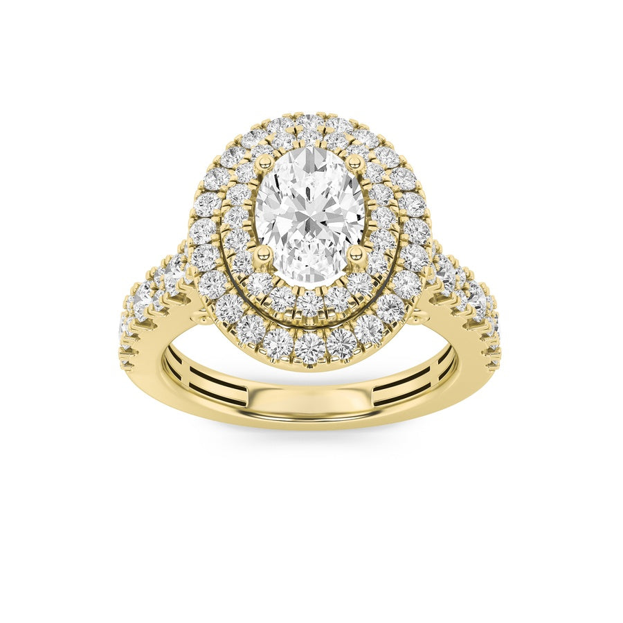 Oval Shape Double Halo Engagement Ring lab grown diamond