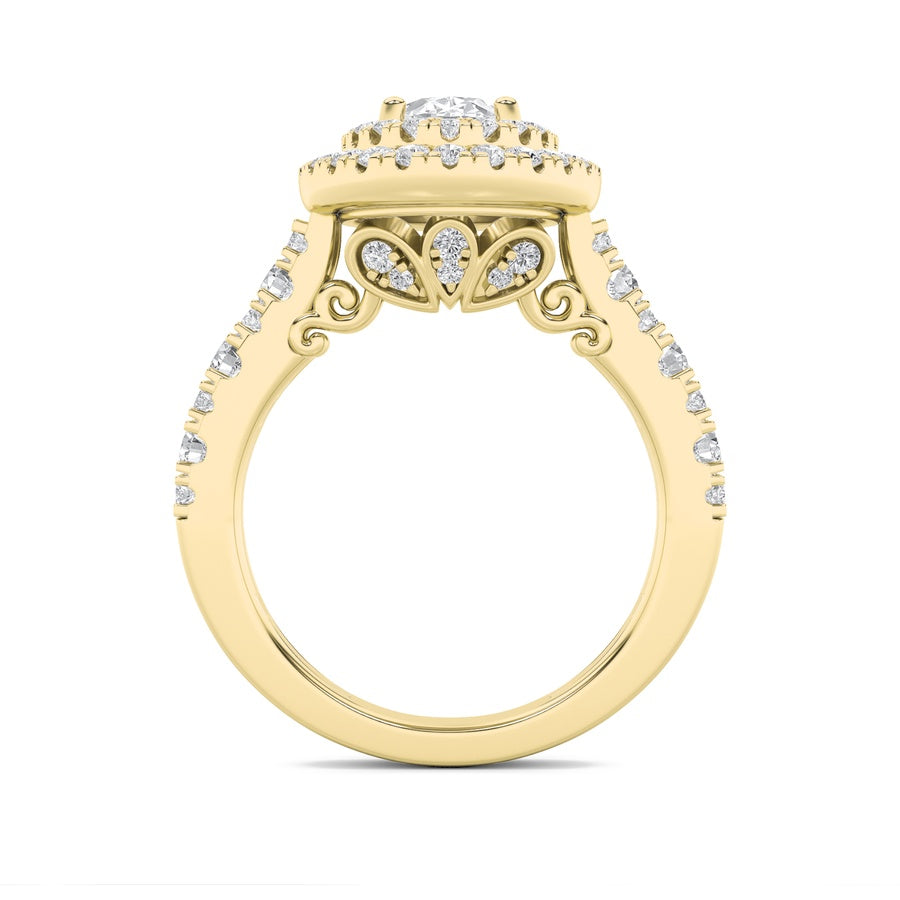 Oval Shape Double Halo Engagement Ring lab grown diamond