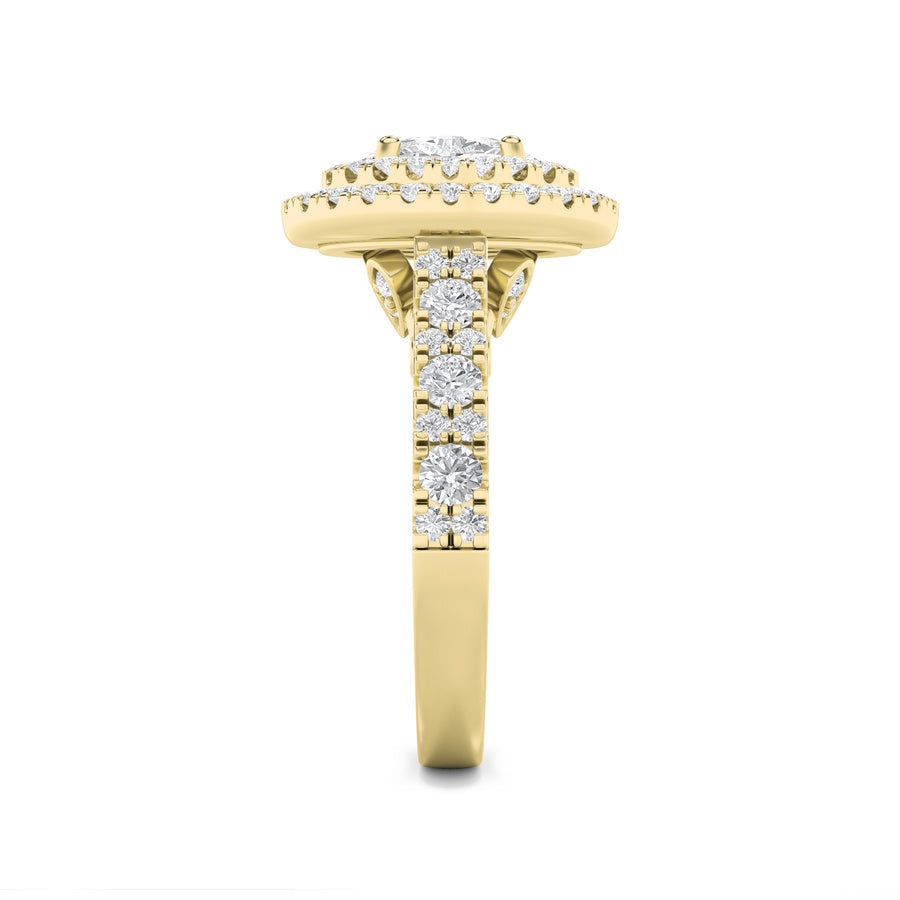 Oval Shape Double Halo Engagement Ring lab grown diamond