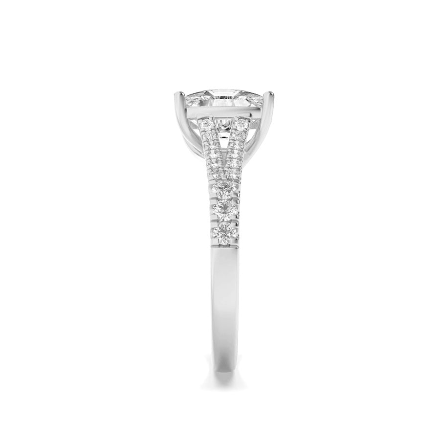 2.25Cttw Elongated Cushion Shaped Lab Grown Diamond (F/VS) Split Shank Accented Enagagement Ring in14K Gold