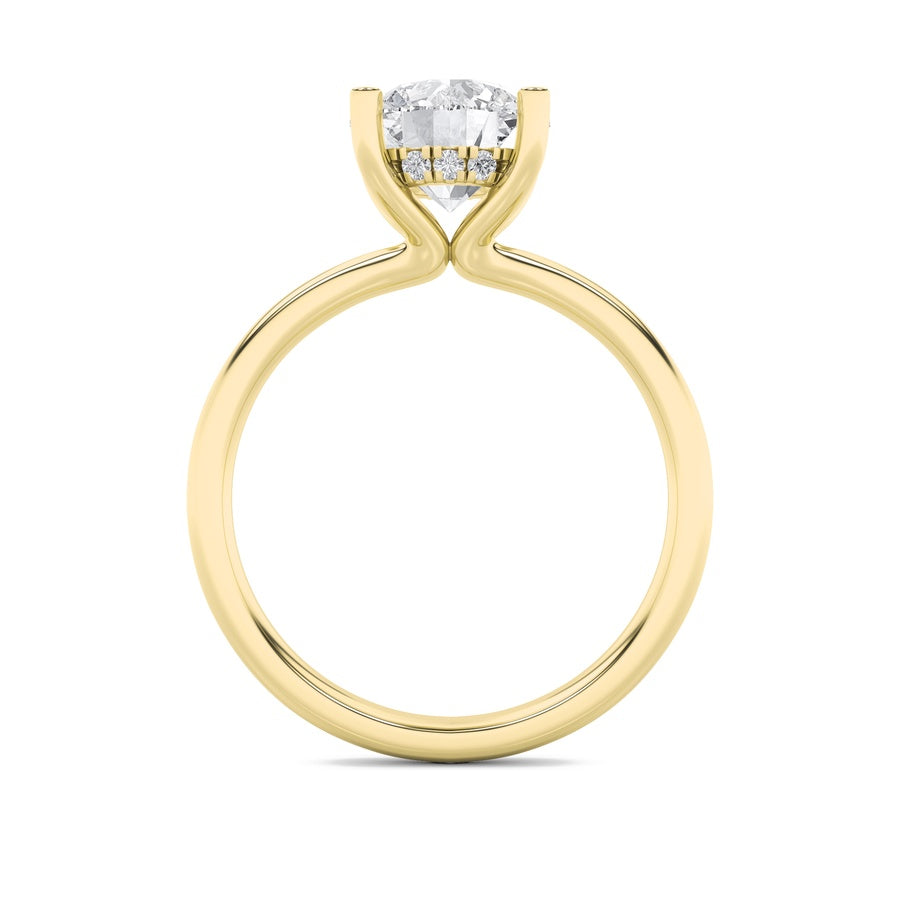 2Cttw Round Shaped Lab Grown Diamond (F/VS) HiddenHalo Petite Shank Ring in 14K Gold