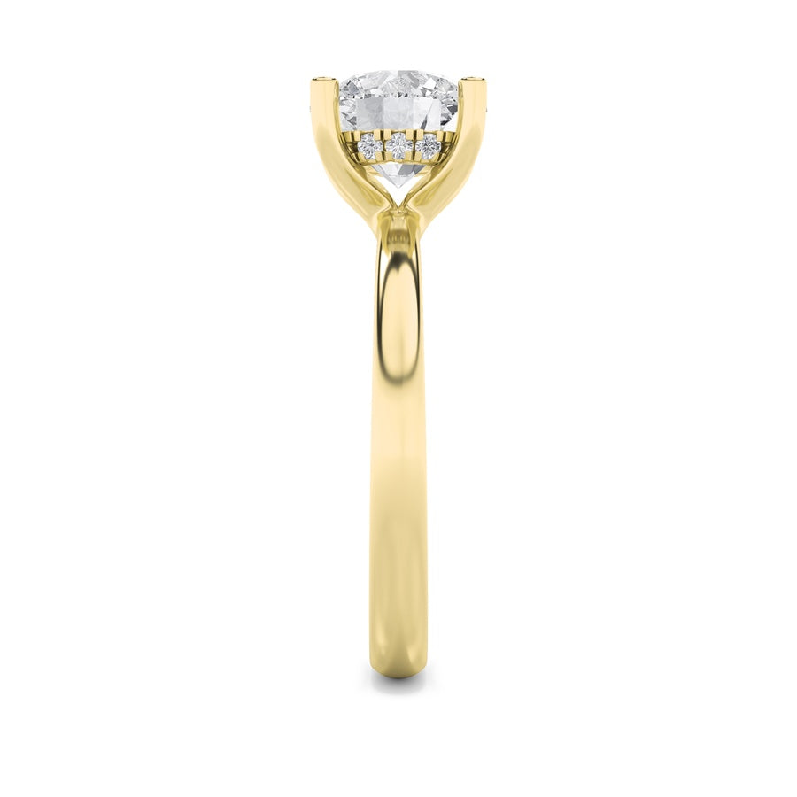2Cttw Round Shaped Lab Grown Diamond (F/VS) HiddenHalo Petite Shank Ring in 14K Gold
