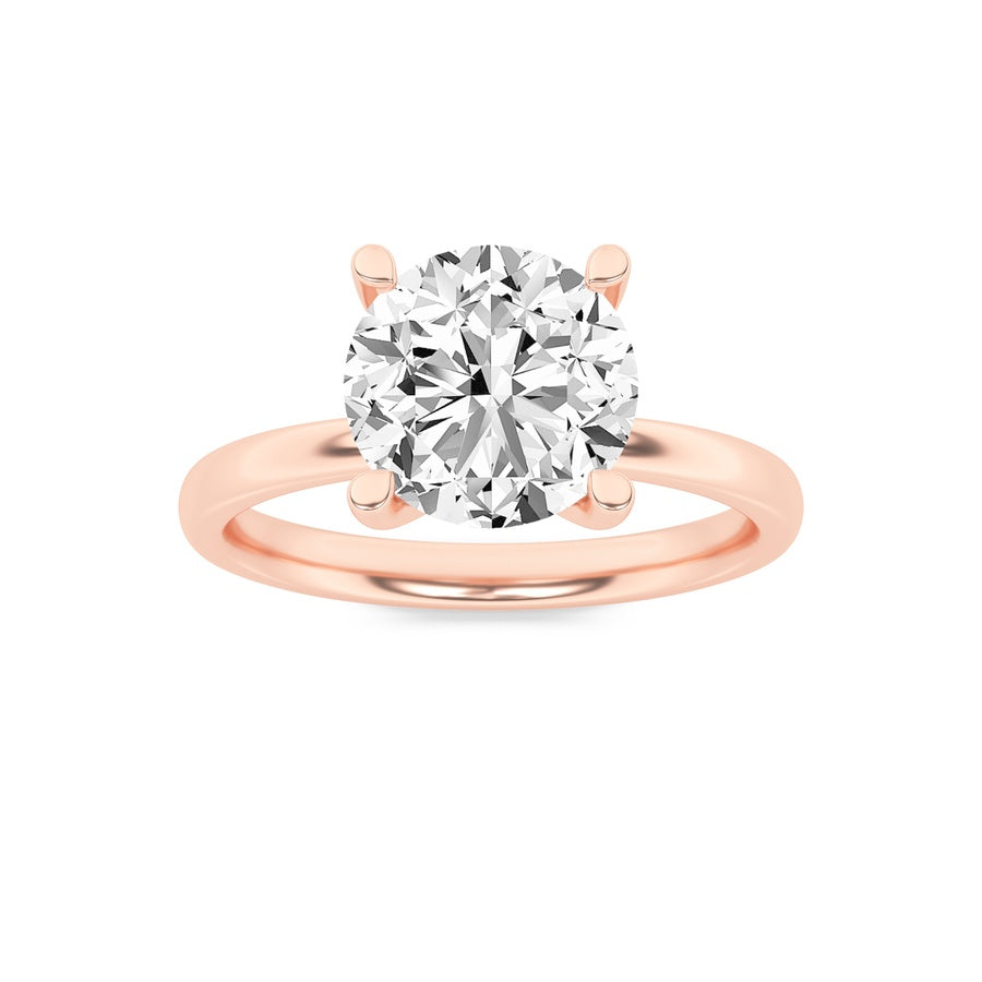 2Cttw Round Shaped Lab Grown Diamond (F/VS) HiddenHalo Petite Shank Ring in 14K Gold