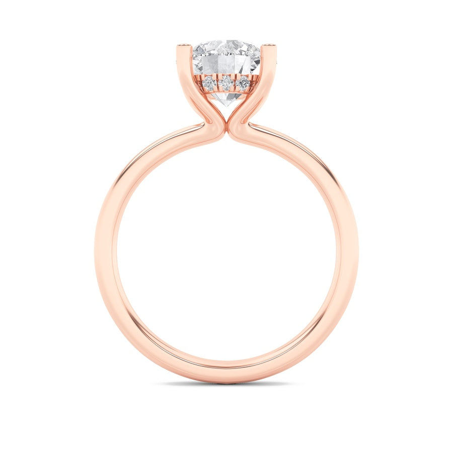 2Cttw Round Shaped Lab Grown Diamond (F/VS) HiddenHalo Petite Shank Ring in 14K Gold