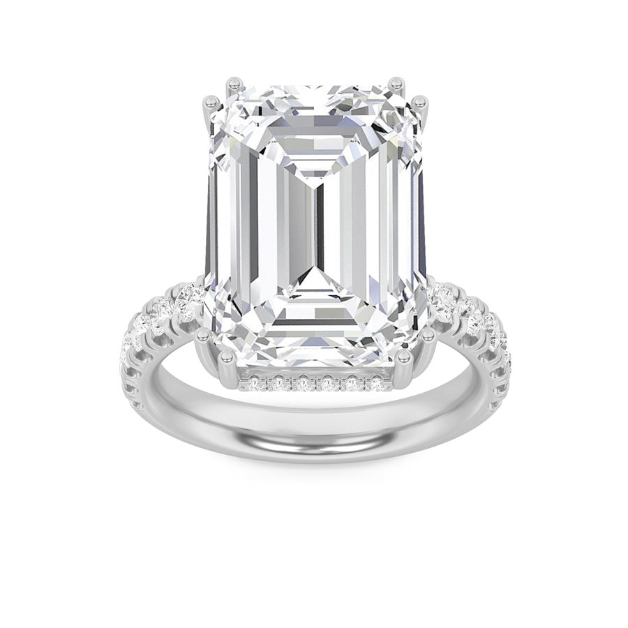 Emerald Shape Bold Statement Accented Ring lab grown diamond