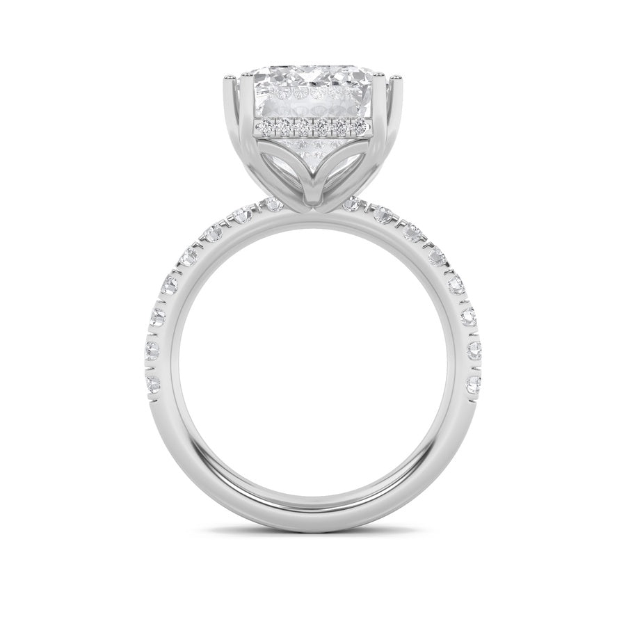 Emerald Shape Bold Statement Accented Ring lab grown diamond