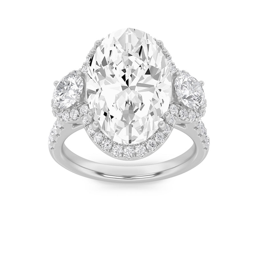 Oval Shape Bold Statement Accented Ring lab grown diamond