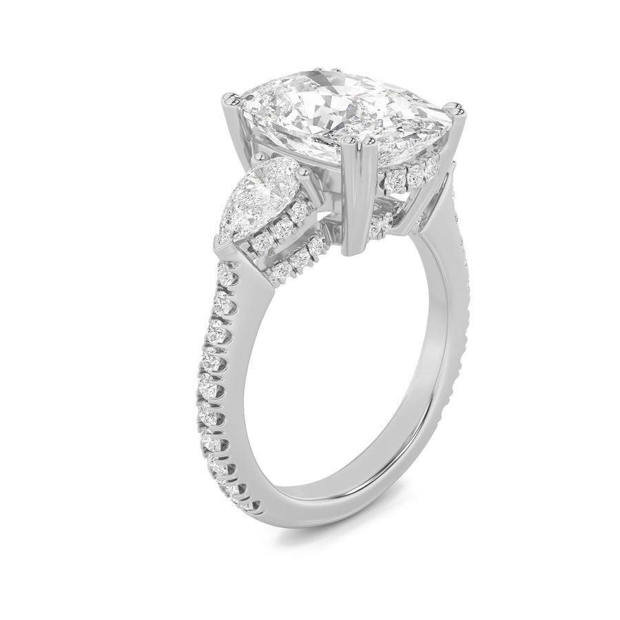 6.5Cttw Elongated Cushion Shaped Lab Grown Diamond(F/VS) Bold Accented Engagement Ring in 14K Gold