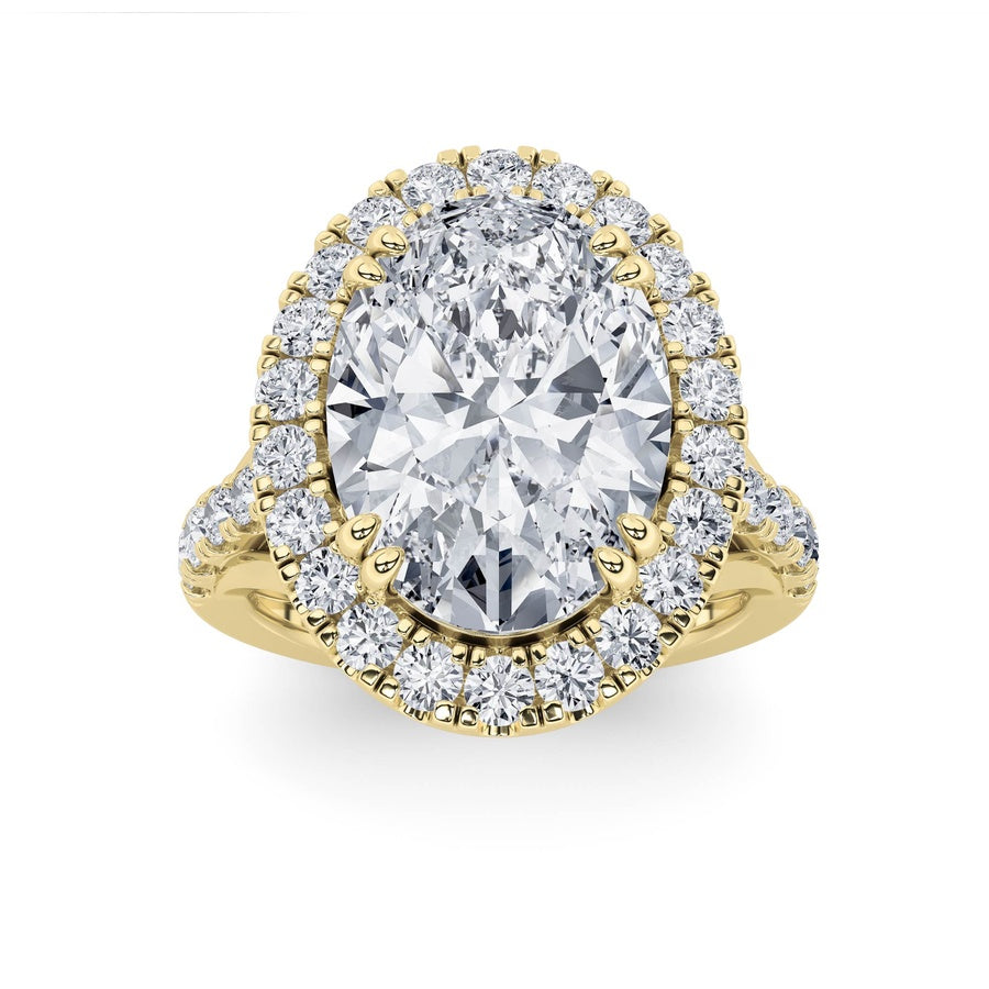6Cttw Oval Shaped Lab Grown Diamond (G/VS) Bold Accented Engagement Ring in 14K Gold