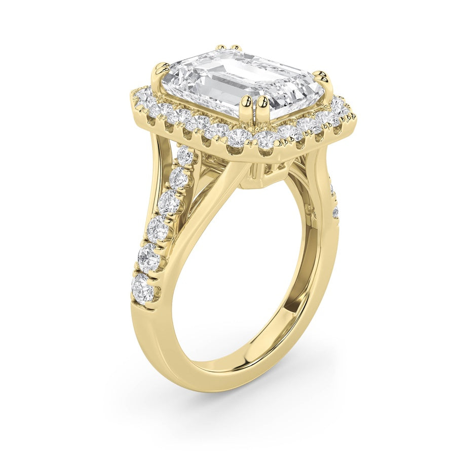 6Cttw Radiant Shaped Lab Grown Diamond (G/VS) BoldAccented Engagement Ring in 14K Gold