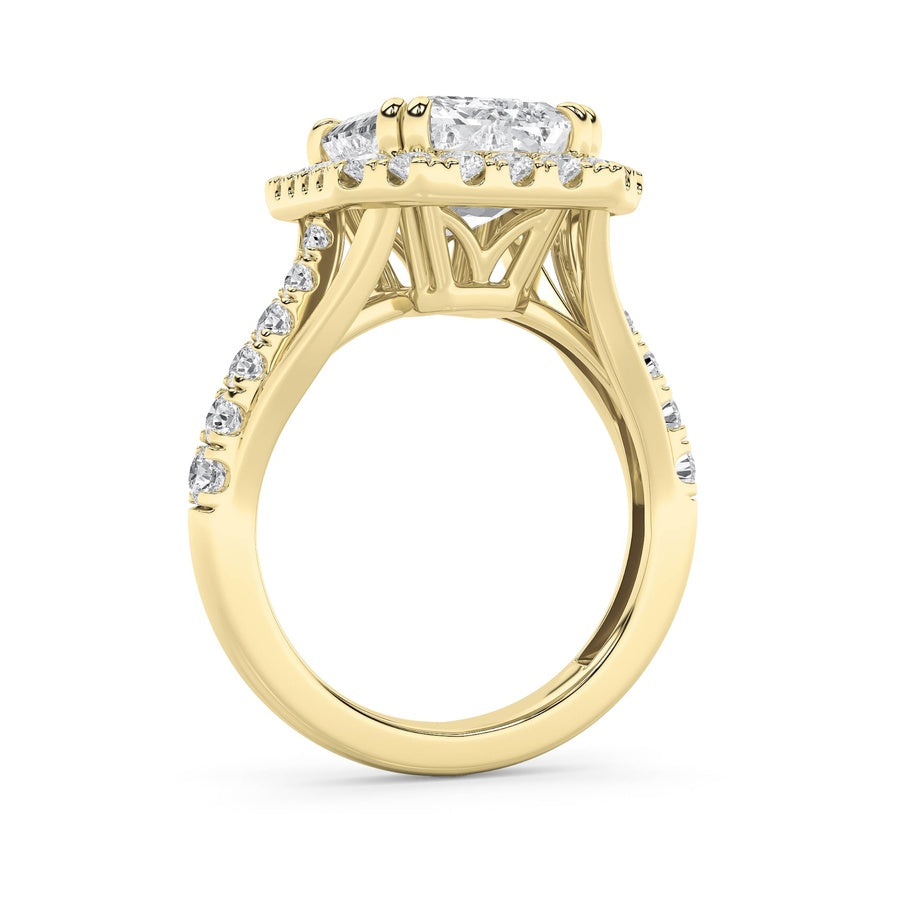 6Cttw Radiant Shaped Lab Grown Diamond (G/VS) BoldAccented Engagement Ring in 14K Gold