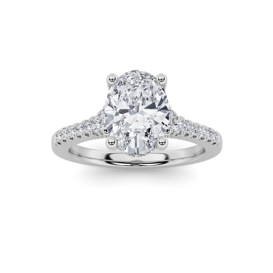1.5Cttw Oval Shaped Lab Grown Diamond (G/VS) Accented Engagement Ring in 14K White Gold