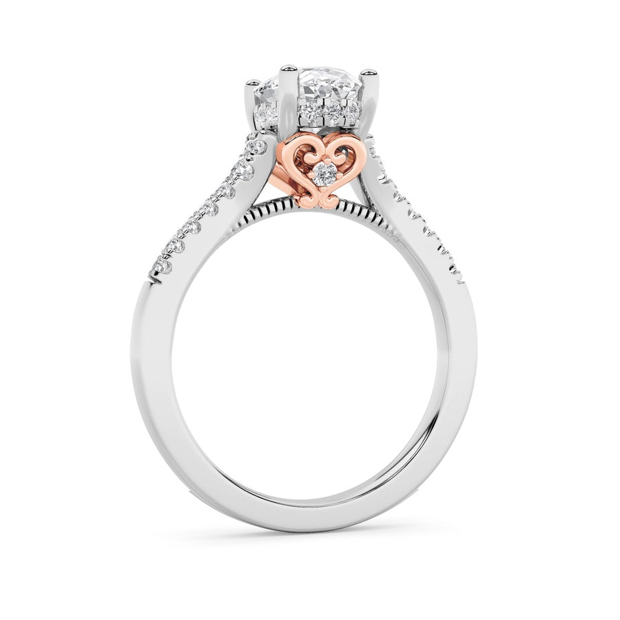 1.5Cttw Oval Shaped Lab Grown Diamond (G/VS) Accented Engagement Ring in 14K White Gold
