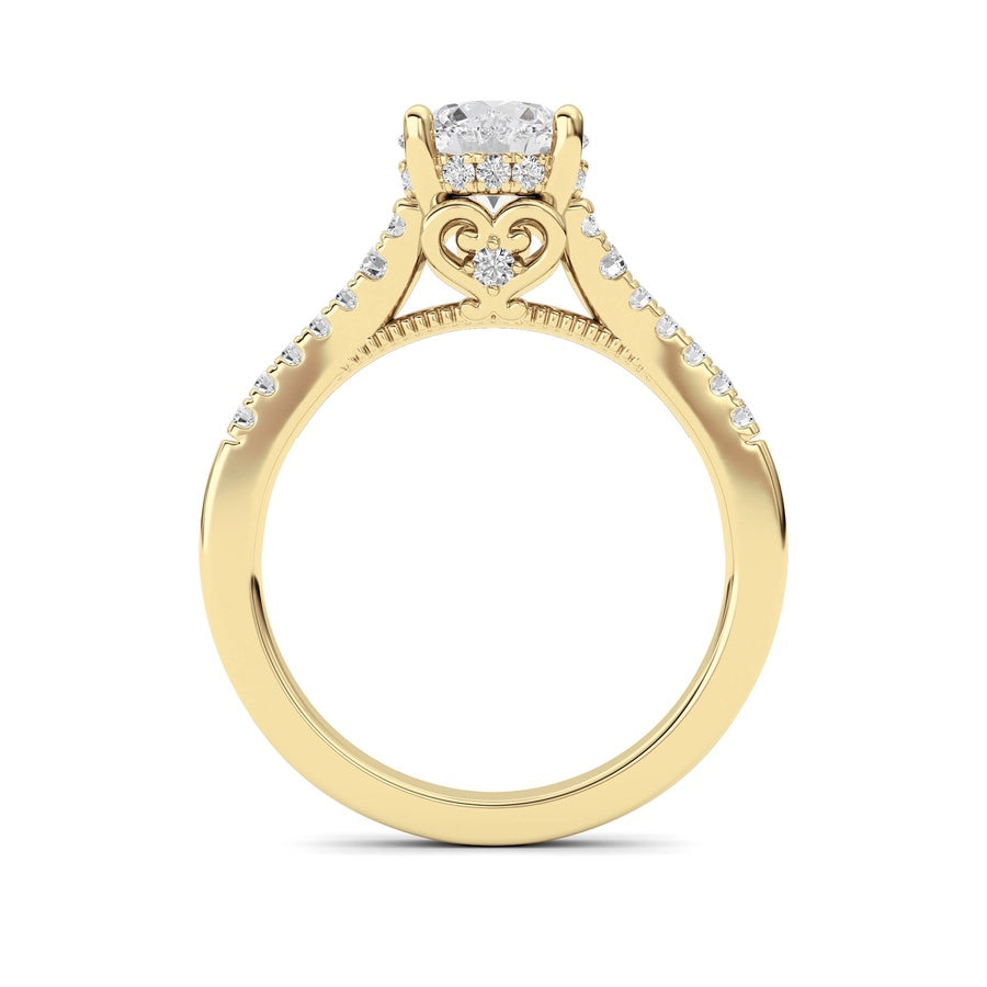 Round Shape Accented Two Tone Engagement Ring lab grown diamond