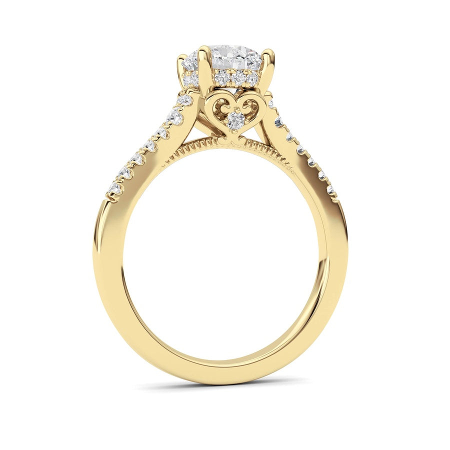 Round Shape Accented Two Tone Engagement Ring lab grown diamond