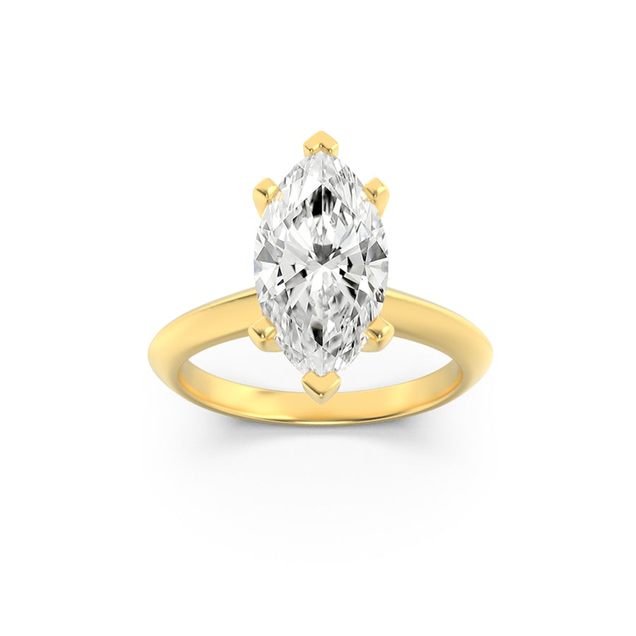 2.5Cttw Marquise Shaped Lab Grown Diamond (F/VS) Knife Edge Shank Solitaire Engagement Ring in 14K Gold